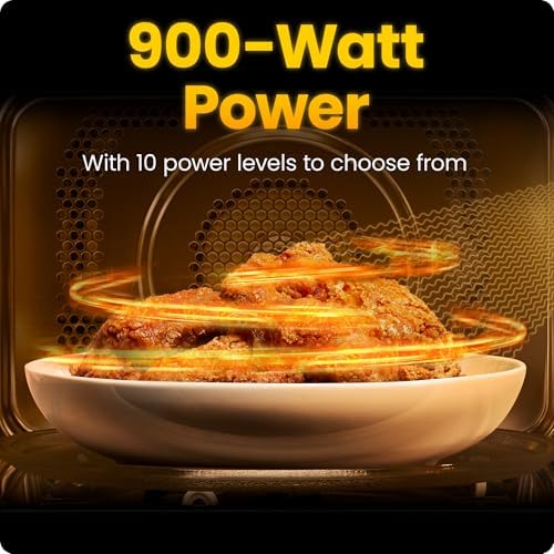 Chefman Countertop Microwave Oven 0.9 Cu. Ft., 900 Watts with 10 Power Levels, 6 Cooking Presets with One-Touch Express Cook, Eco Mode, Child Safety Lock, & Mute Button - Black - Image 4