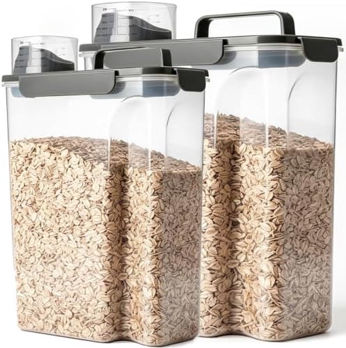 Komzon Rice Storage Containers, Airtight Cereal Containers Storage 20+10 lb Extra Large, BPA Free Rice dispenser with Pouring Spout, Pet Dog Cat Bird Food Container by Komzon