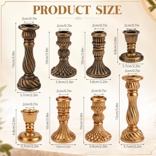 8 Pcs Christmas Vintage Candlestick Holders, Mixed - Image 3