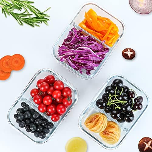 M MCIRCO 5 Pack,36 oz, 2 Compartments Glass Meal Prep Containers with Lids - Image 6