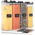 Simply Gourmet Airtight Food Storage Containers with Lids – 4 Piece Slim Kitchen Pantry Organization Set, 8 Cup Capacity, BPA-Free Clear Plastic, Stackable Containers for Flour, Sugar, Rice, Snacks by SimplyGourmet