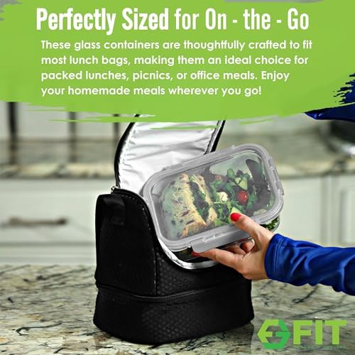 Glass Meal Prep Containers 2 & 3 Compartment, Leak-Proof Lids 32 oz 4 Pack - Image 6