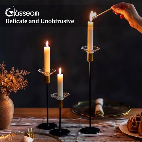 Glasseam Glass Bobeches for Candlestick, 12Pcs Ribbed Candle Drip Protector - Image 2
