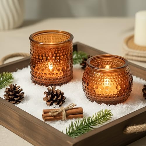 36 Pack Votive Candle Holders, Amber Candle Holders for Fall Centerpiece - Image 6