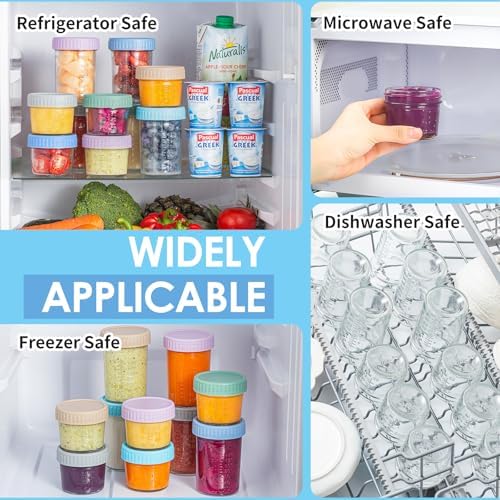 DRKIO 12 pcs Baby Food Storage Containers 4&8 Oz Small Glass Jars with Lids - Image 6