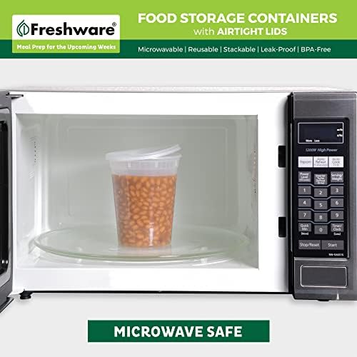 Freshware Food Storage Containers [24 Set] 32 oz Plastic Deli Containers with Lids, Slime, Soup, Meal Prep Containers | BPA Free | Stackable | Leakproof | Microwave/Dishwasher/Freezer Safe - Image 5
