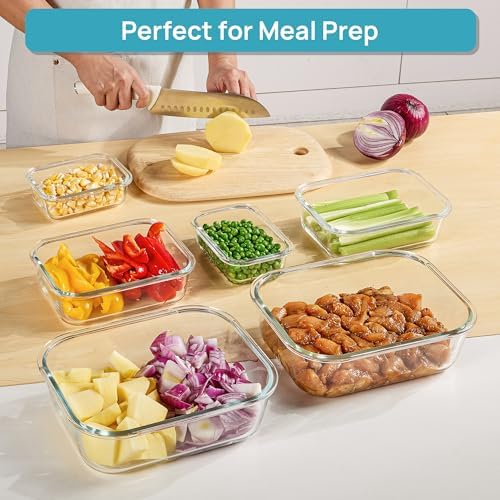 Vtopmart 2.26L/76oz Extra Large Glass Food Storage Containers with Lids, 6 pack Meal Prep Container Set, Airtight Lunch Boxes with Snap Locking Lids for Microwave, Oven, Freezer, Dishwasher - Image 3