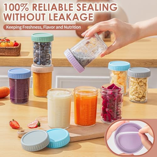 DRKIO 12 pcs Baby Food Storage Containers 8 Oz Small Glass Jars with Lids - Image 4