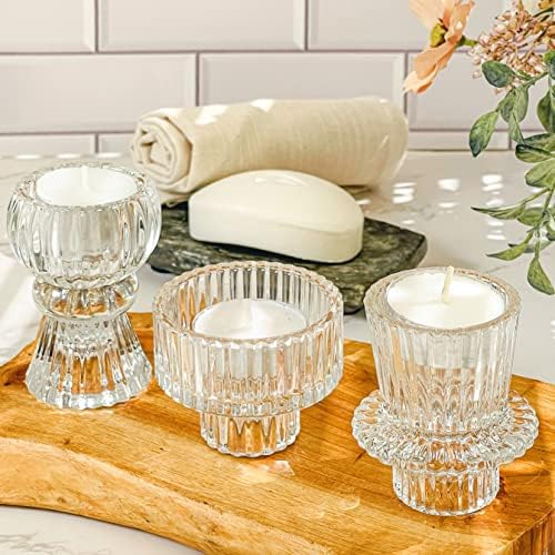 Kate Aspen Vintage Ribbed Glass Black Candlestick Holders, Pillar Candle, Tealight & Votive Candle Holders (Set of 6, 3 Assorted Sizes), Dining Table Decor, Shelf Decor, Centerpiece - Image 3