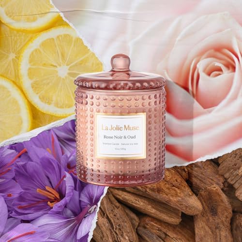 LA JOLIE MUSE Rose Noir & Oud Scented Candles for Home, Natural Soy 55 Hrs - Image 2