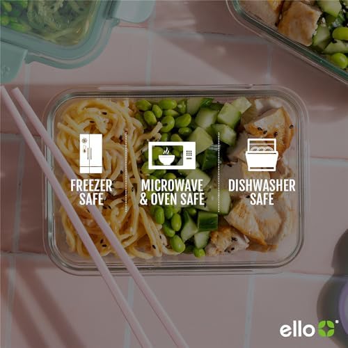 Ello Color Lock 3.4 Cup 10PC,Glass Meal Prep Sets Leak-Proof Glass Food Storage Containers with Airtight BPA-Free Plastic Lids,Dishwasher,Microwave,and Freezer Safe,Purple Rain,5 Count (Pack of 2) - Image 5