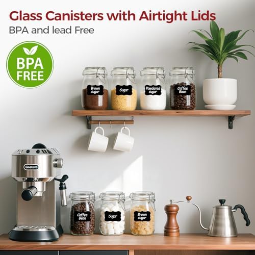 Glass Jars with Airtight Lids 34 oz 6 Pack Food Storage Pantry Round - Image 4