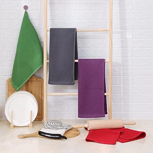 Homaxy 100% Cotton Waffle Weave Kitchen Dish Towels 8-Pack, Grass Green - Image 6