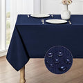Veblandy Rectangle Tablecloth Waterproof 60x120 inch Linen Textured Table Cloth Stain and Wrinkle Resistant Washable, Decorative Fabric Table Cover for Dining, Party and Camping, Navy Blue by Veblandy