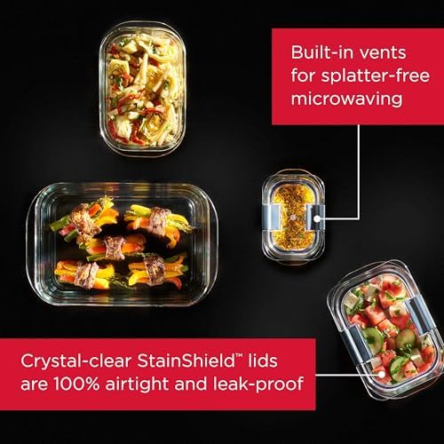 Rubbermaid Brilliance Glass Food Storage Containers, Assorted Sizes, Set of 9, BPA-Free, Leak-Proof, Clear - Image 5