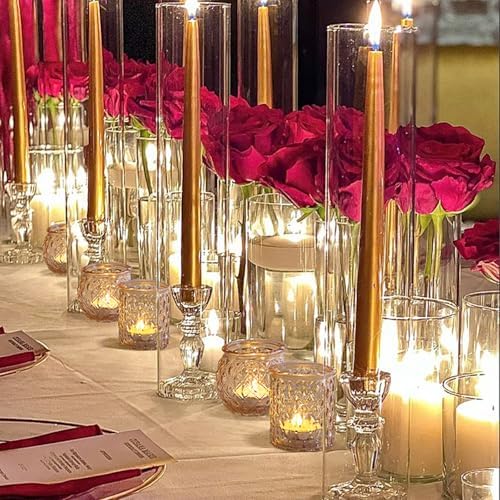 NITIME 36 Pcs Assorted Gold Votive Candle Holders, Tea Light Candle Holder Glass for Wedding Table Decor, Gold Candle Holders for Table Centerpiece, Brithday and Holiday Decorations - Image 4