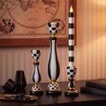 3 Pcs Black and White Checkerboard Taper Candle Holder,Classic by Acellegic