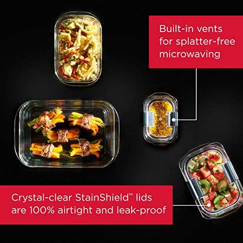 Rubbermaid Brilliance Glass Storage 4.7-Cup Food Containers with Lids Set of 3 Clear - Image 2