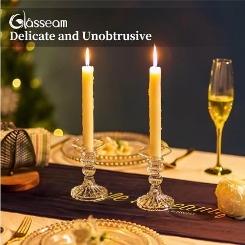 Glasseam Candle Drip Protectors, 12Pcs Clear Glass Bobeches for Candlestick - Image 4