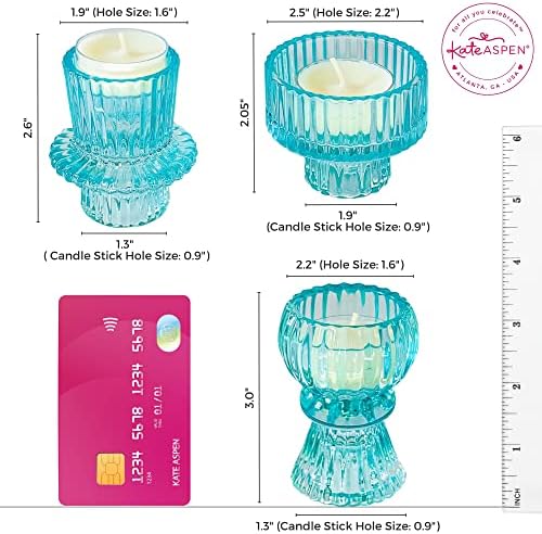 Kate Aspen Vintage Ribbed Glass Black Candlestick Holders, Pillar Candle, Tealight & Votive Candle Holders (Set of 6, 3 Assorted Sizes), Dining Table Decor, Shelf Decor, Centerpiece - Image 6