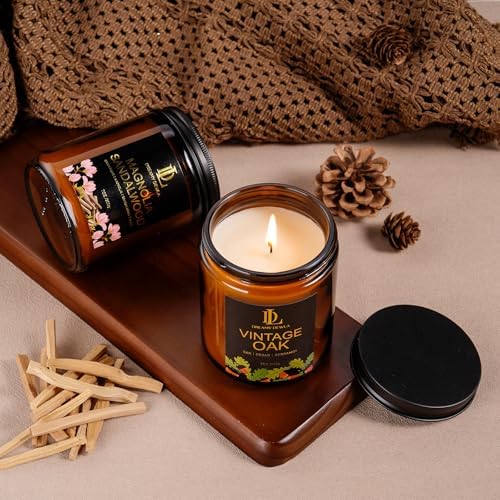 Magnolia & Sandalwood Scented Candles, Soy Candle for Home Scented, Amber Jar Candles Gifts for Men Women, 7oz - Image 4