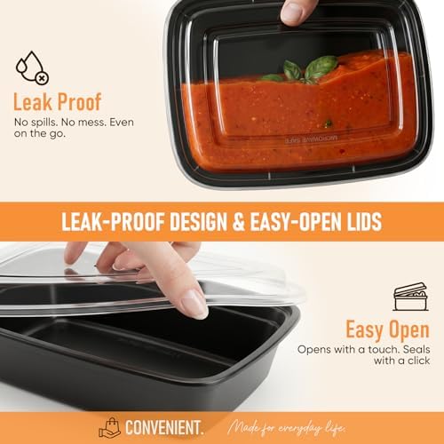 50 Pack 38OZ Meal Prep Containers Reusable Food Leftover Storage Containers - Image 3