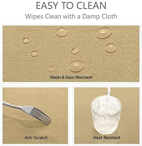 Veblandy Faux Linen Rectangle Tablecloth Waterproof 52x70 inch Table Cloth Stain and Wrinkle Resistant Washable, Decorative Fabric Table Cover for Dining, Kitchen, Wedding and Parties, Coffee - Image 4
