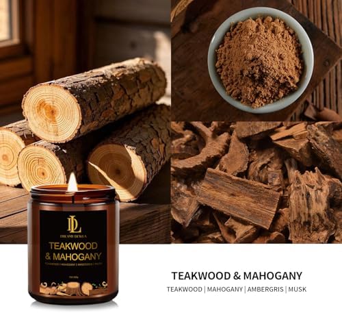 Teakwood & Mahogany Candles, Teakwood Mahogany Scented Candle, Natural Soy Candles for Home Scented, Long Lasting with 50 Hour Burn Time, Gifts for Men Women - Image 2
