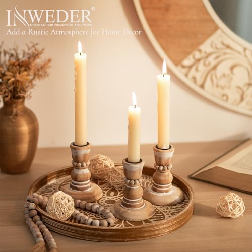 Wooden Candlestick Holders Rustic: Farmhouse Taper Candle Holder - Image 5