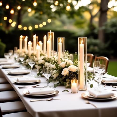 CYS EXCEL 2 PCS (H:18" D:4") Open Ended Glass Hurricane Candleholder Tube Shade | Open Flame Candle Chimney Tube Cover | Bottomless Cylinder - Image 6