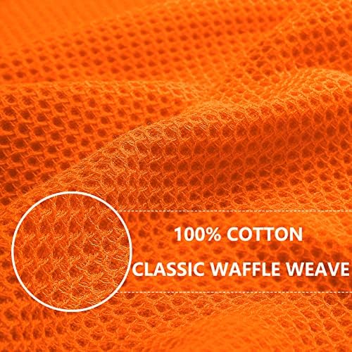 Homaxy 100% Cotton Waffle Weave Kitchen Dish Cloths 6-Pack, Orange - Image 2