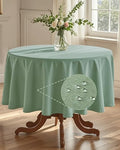 Pureegg Table Cloth for Round Tables - Elegant Linen Sage Green Tablecloth Resists Water, Stain, Wrinkle and Heat, Ideal for Dining, Party, Birthday and Wedding, 60 Inch by Pureegg