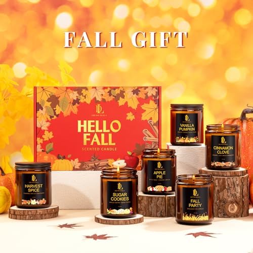 DL DREAMY DEWLA Fall Candles Set for Home Scented, 6 Pack 42oz, Soy Wax - Image 3