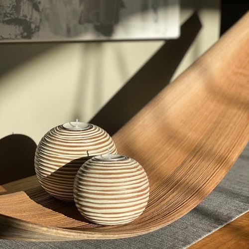 Tuva Brown Orb Tea Light Candle Holders, Gift Boxed Set of 2 - Image 6