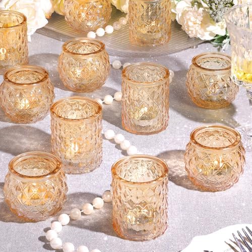 NITIME 12Pcs Assorted Gold Votive Candle Holders, Tea Light Candle Holder for Table Centerpiece, Gold Candle Holders for Wedding Centerpieces, Brithday and Holiday Decorations by NITIME