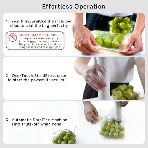 Mehomeli Compact Handheld Vacuum Sealer for Food with 10 Reusable Bags - Image 4