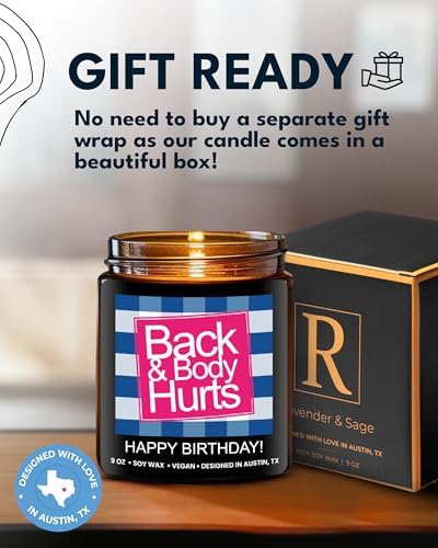 Funny Happy Birthday Candle, Unique Happy Birthday Gifts for Women and Men, Fun Gift Ideas for 30th, 40th, 50th and 60th Birthdays, Back and Body Hurts Candle, Long-Lasting Scent, Gift-Ready - Image 4
