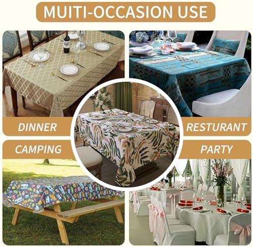 Rectangle Table Cloth,100% Waterproof Tablecloth Oil Proof Spill Proof Vinyl Table Cloth, Wipe Clean Plastic Table Cover for Dining, Camping, Indoor and Outdoor 54" x 84",Palm - Image 6