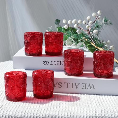 Woho Red Ginkgo Leaves Votive Candle Holders Set of 12 for Valentines Day - Image 4