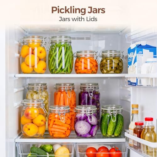 ComSaf Round Glass Jars with Airtight Lids 25 oz 6 Pack Pickling - Image 5