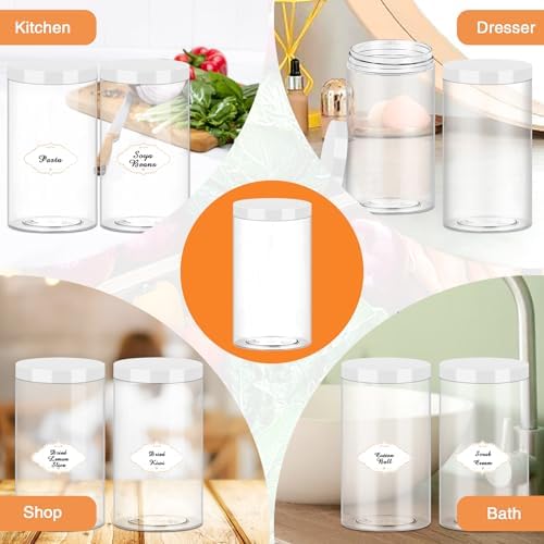 PeacePeo 32 OZ Plastic Jars with Lids, 16 Pack Large Storage Containe - Image 5
