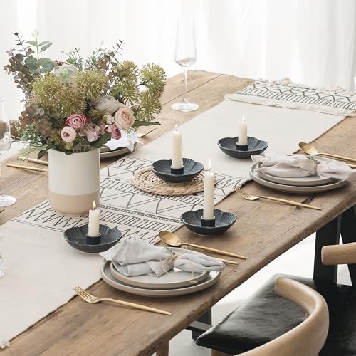 Ceramic Taper Candle Holder, 4.72 in Polished Round Base Tray - Image 4