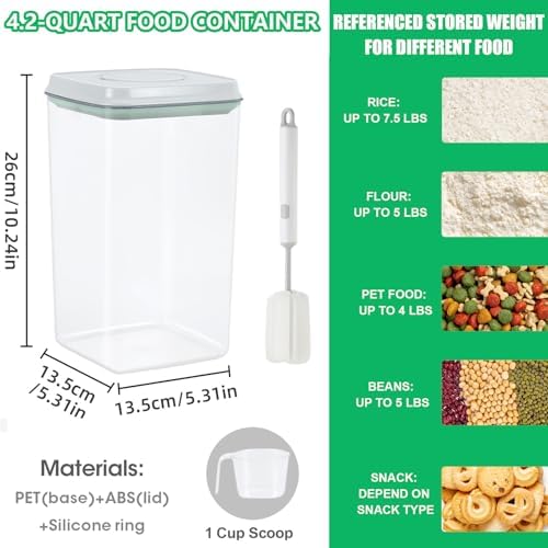 4.2 Qt Airtight Flour Rice Storage Container with Pop-up Lid Sugar Holder - Image 3