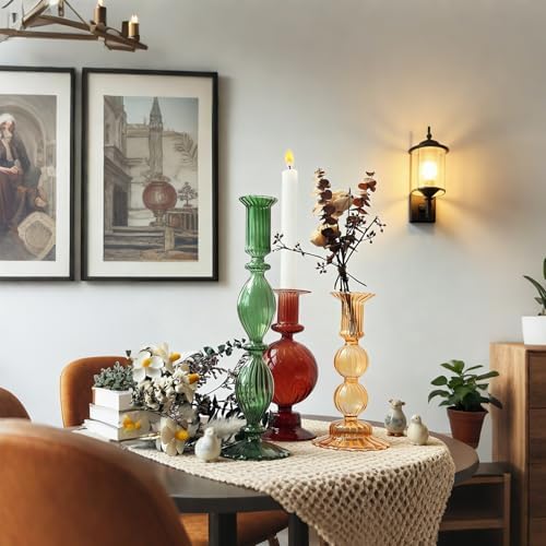 3pcs Glass Candlestick Holders Set of 3 for Decor Fall Taper Candle Stand - Image 3