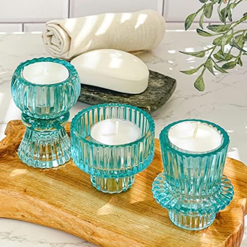 Kate Aspen Vintage Ribbed Glass Black Candlestick Holders, Pillar Candle, Tealight & Votive Candle Holders (Set of 6, 3 Assorted Sizes), Dining Table Decor, Shelf Decor, Centerpiece - Image 3