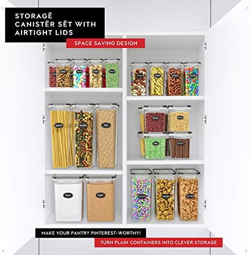 DWËLLZA KITCHEN Airtight Food Storage Container Set - 6 Pieces 1.4L - Plastic BPA Free Kitchen Pantry Storage Containers with Lids - Dishwasher Safe - Includes 8 Labels and a marker - Image 5