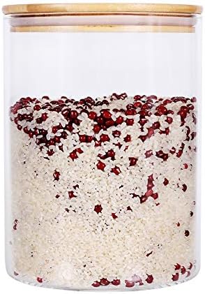 Large Glass Food Storage Container, 100 FL OZ (3000ml) Glass Food Canister with Airtight Bamboo Lids for Your Pantry, BPA-Free Cereal Dispenser Jars for Spaghetti Pasta, Powder, Tea, Coffee by LEAVES+AND+TREES+Y