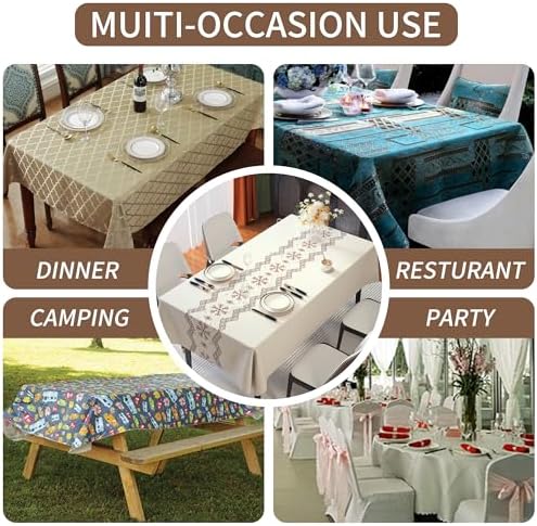 Rectangle Table Cloth,100% Waterproof Tablecloth Oil Proof Spill Proof Vinyl Table Cloth, Wipe Clean Plastic Table Cover for Dining, Camping, Indoor and Outdoor 54" x 78",Snowflake - Image 5