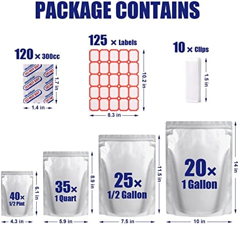 Lebodu 120 Mylar Bags with 120 x 300cc Oxygen Absorbers for Food Storage - Image 2