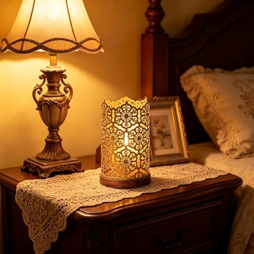 Hosley Metal Diamond Cut Design Candle Holder 7.5 Inch High, Gold Perfect for Home Decor, Lighting, Wedding, Parties, Gifting - Image 4